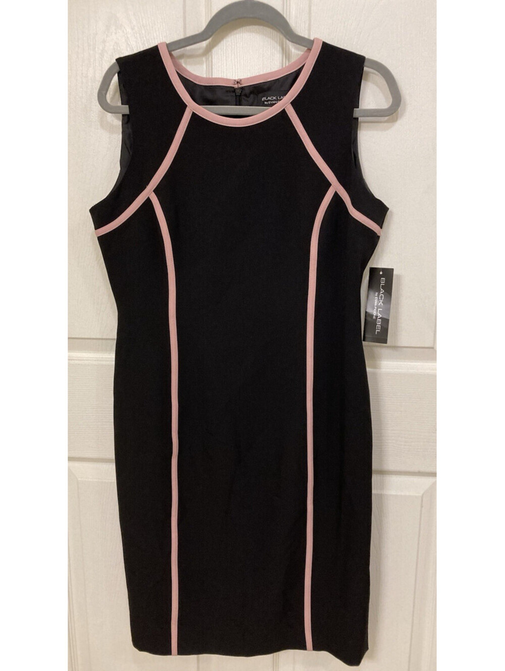 NWT Black Label by Evan Picone Pink Black Sheath sleeveless dress sz 8 womens